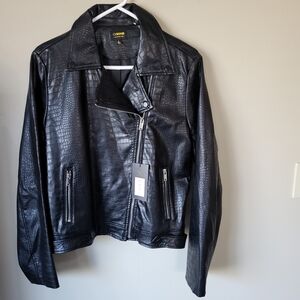 Cisono Vegan Leather Moto Women's Size XL Jacket Black Full Zip Pockets NWT